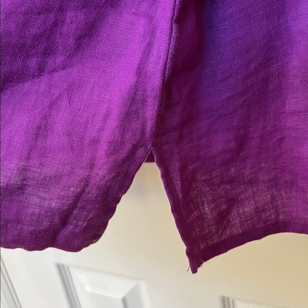 Ralph Lauren Women Violet Linen Split-Neck Tunic Top Sz 1X Quiet Luxury Vacation - Picture 6 of 12